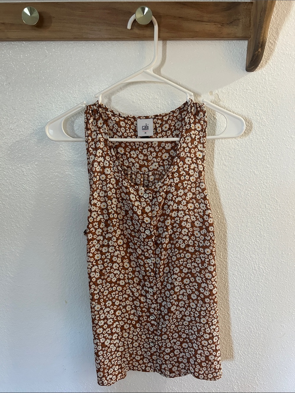 CAbi Brown Floral Button-Front Tank Top
